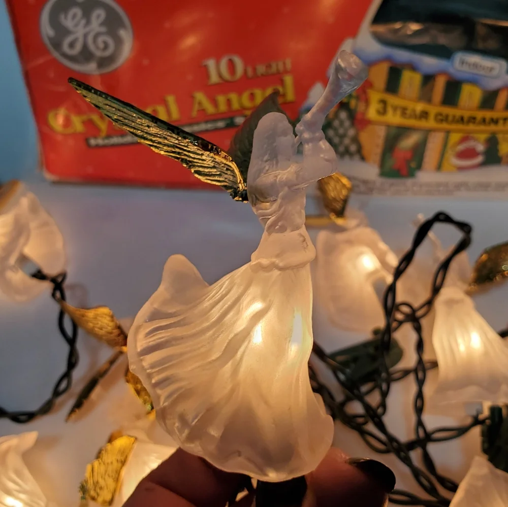 Vintage Angel Christmas Tree Lights GE 10 Lights Holiday Decor Religious